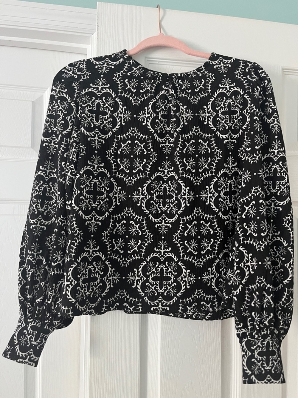 LOFT Black and White Medallion Print Blouse